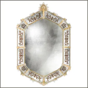 Engraved Venetian Wall Mirror With Gold Decoration