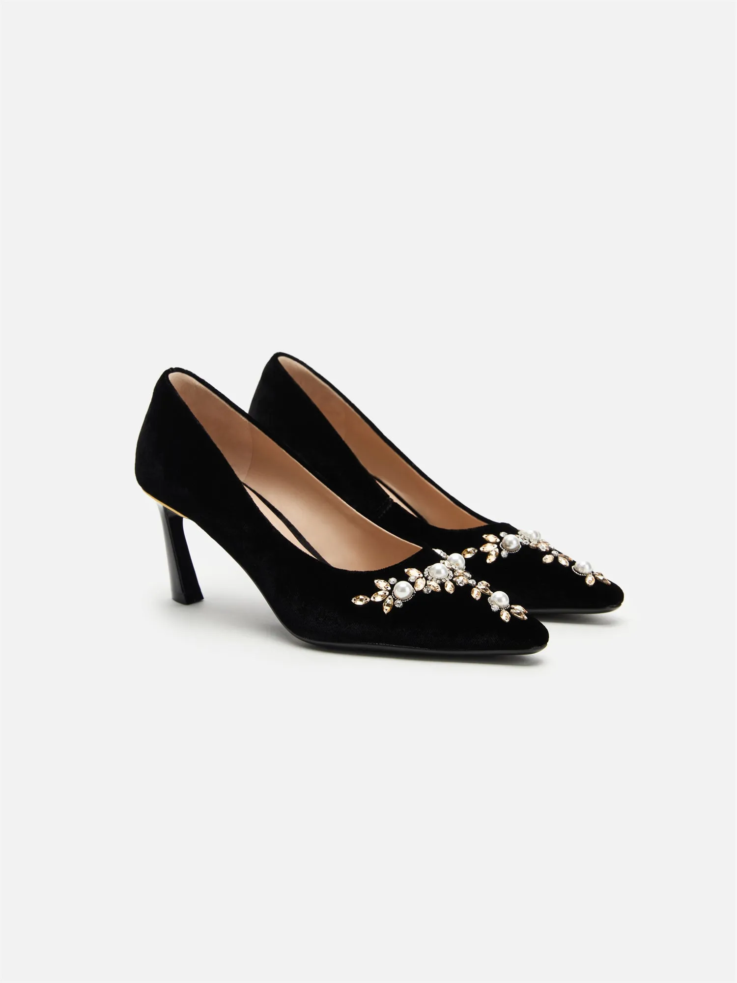 EP YAYING Rhinestone Velvet High Heels