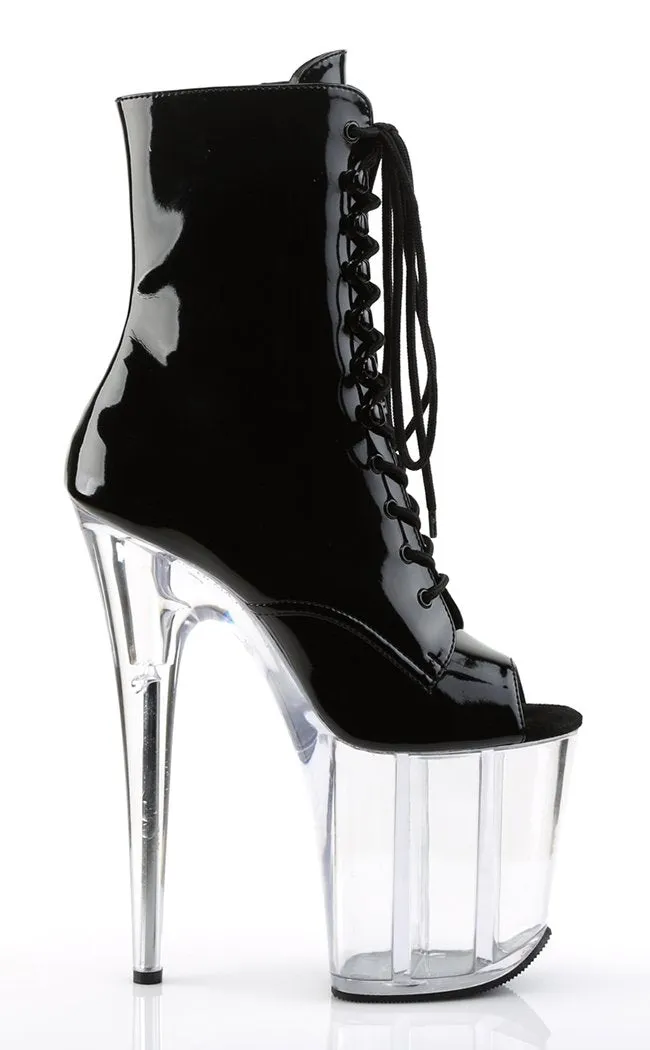 FLAMINGO-1021 Black Patent & Clear Ankle Boots