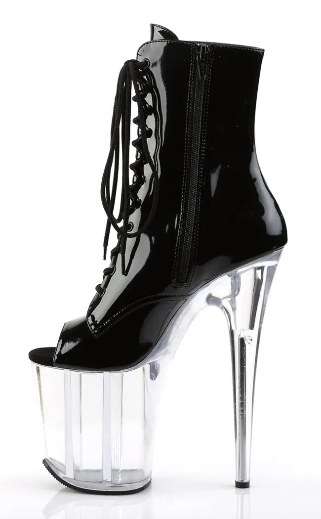 FLAMINGO-1021 Black Patent & Clear Ankle Boots