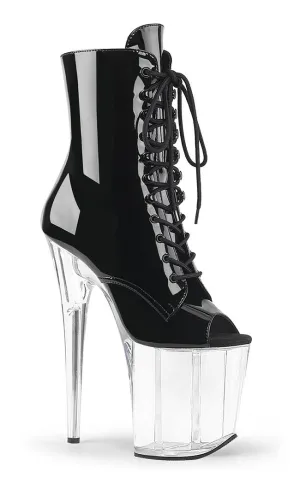 FLAMINGO-1021 Black Patent & Clear Ankle Boots