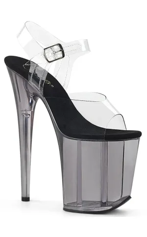 FLAMINGO-808T Clear & Grey Platform Heels