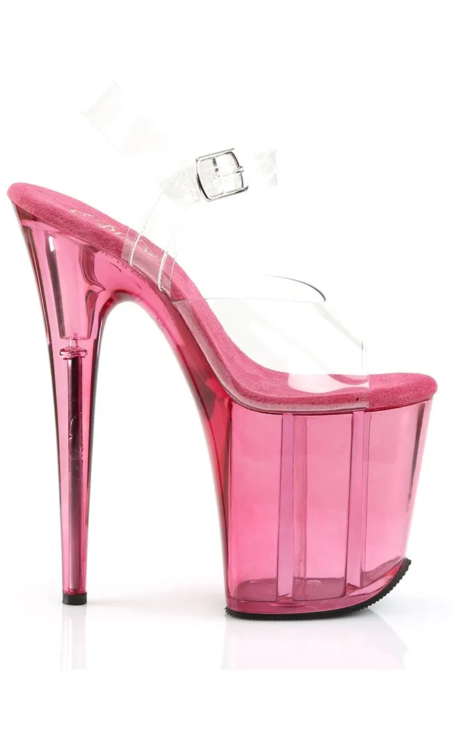 FLAMINGO-808T Clear & Pink Platform Heels