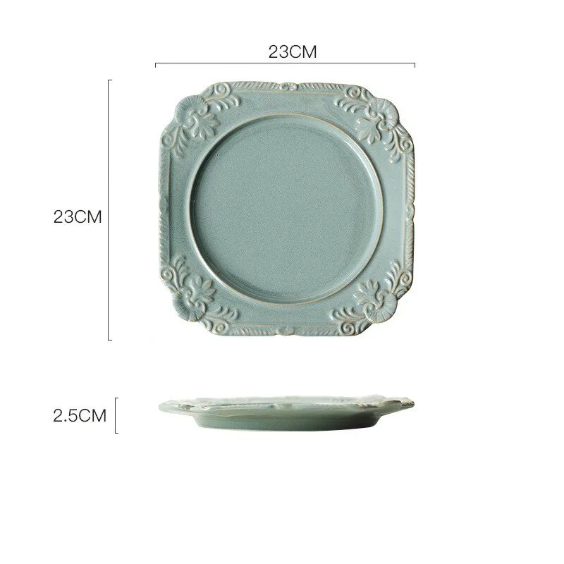 French Retro Embossed Ceramic Plate