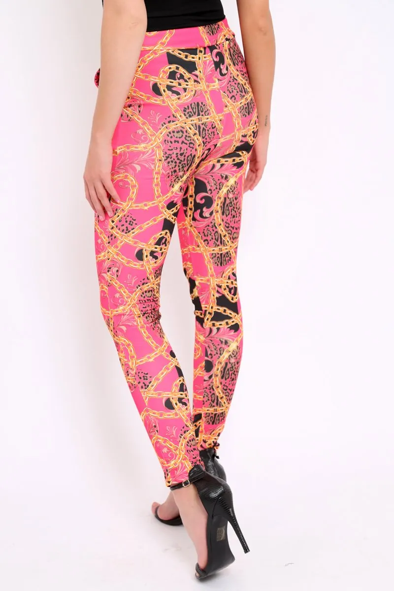 Fuchsia Chain Print Trousers - Donika