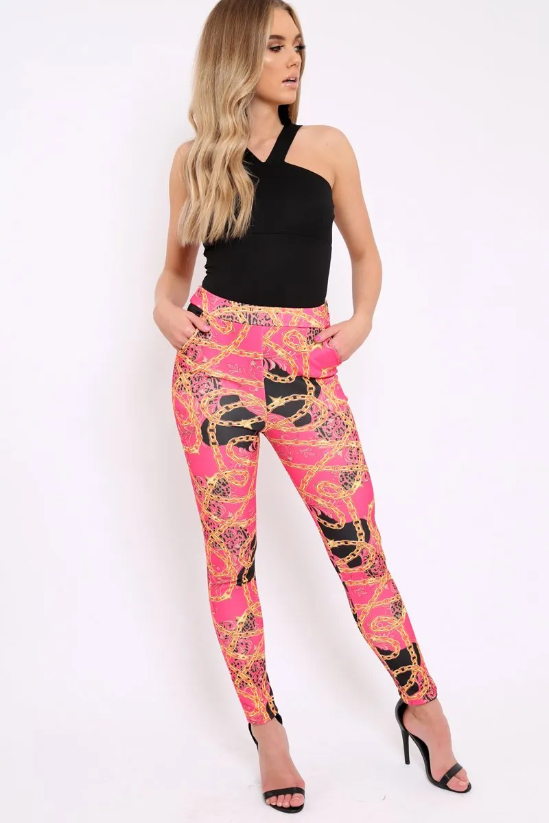 Fuchsia Chain Print Trousers - Donika