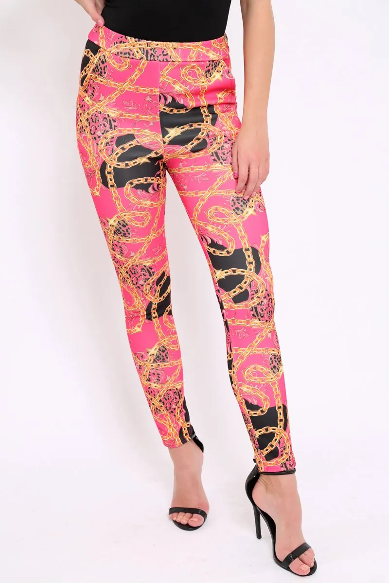 Fuchsia Chain Print Trousers - Donika