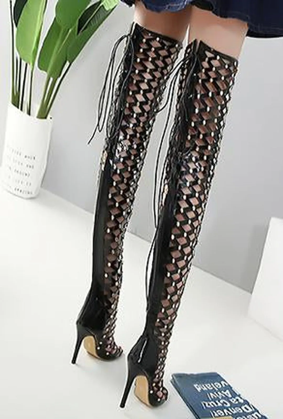 GRATTON - MESH OTK STUD BOOTS