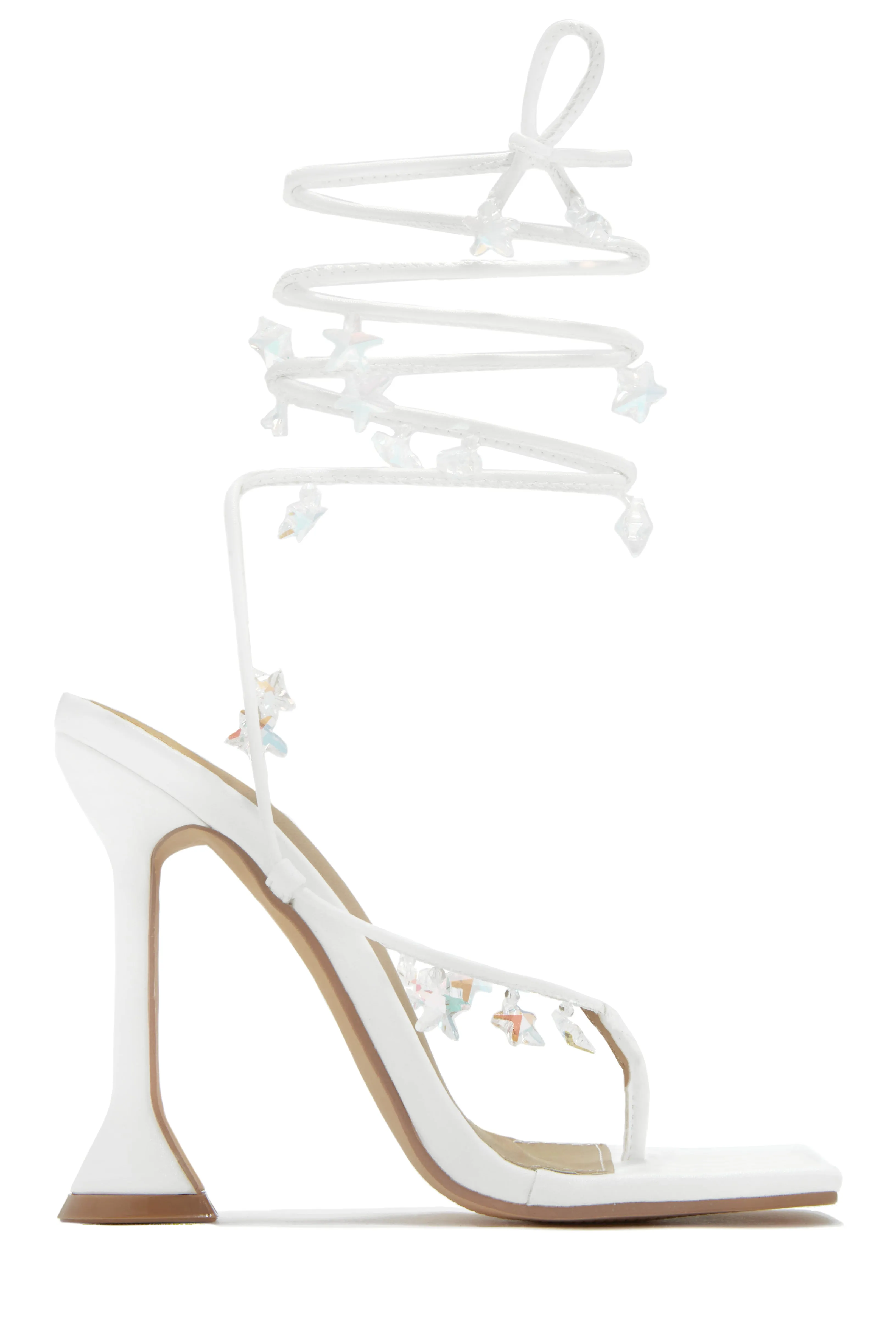 Haven Lace Up High Heels - White