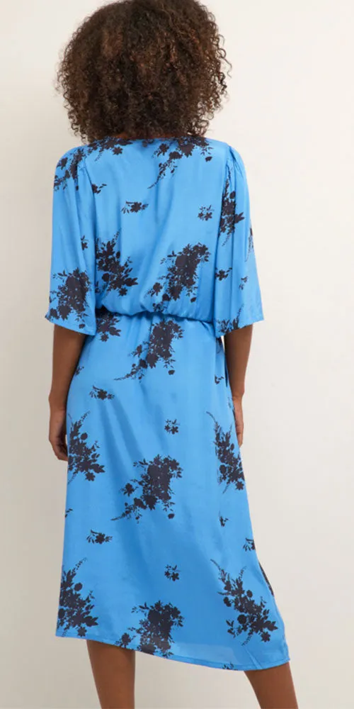 Kaffe Floral Print Dress, blue