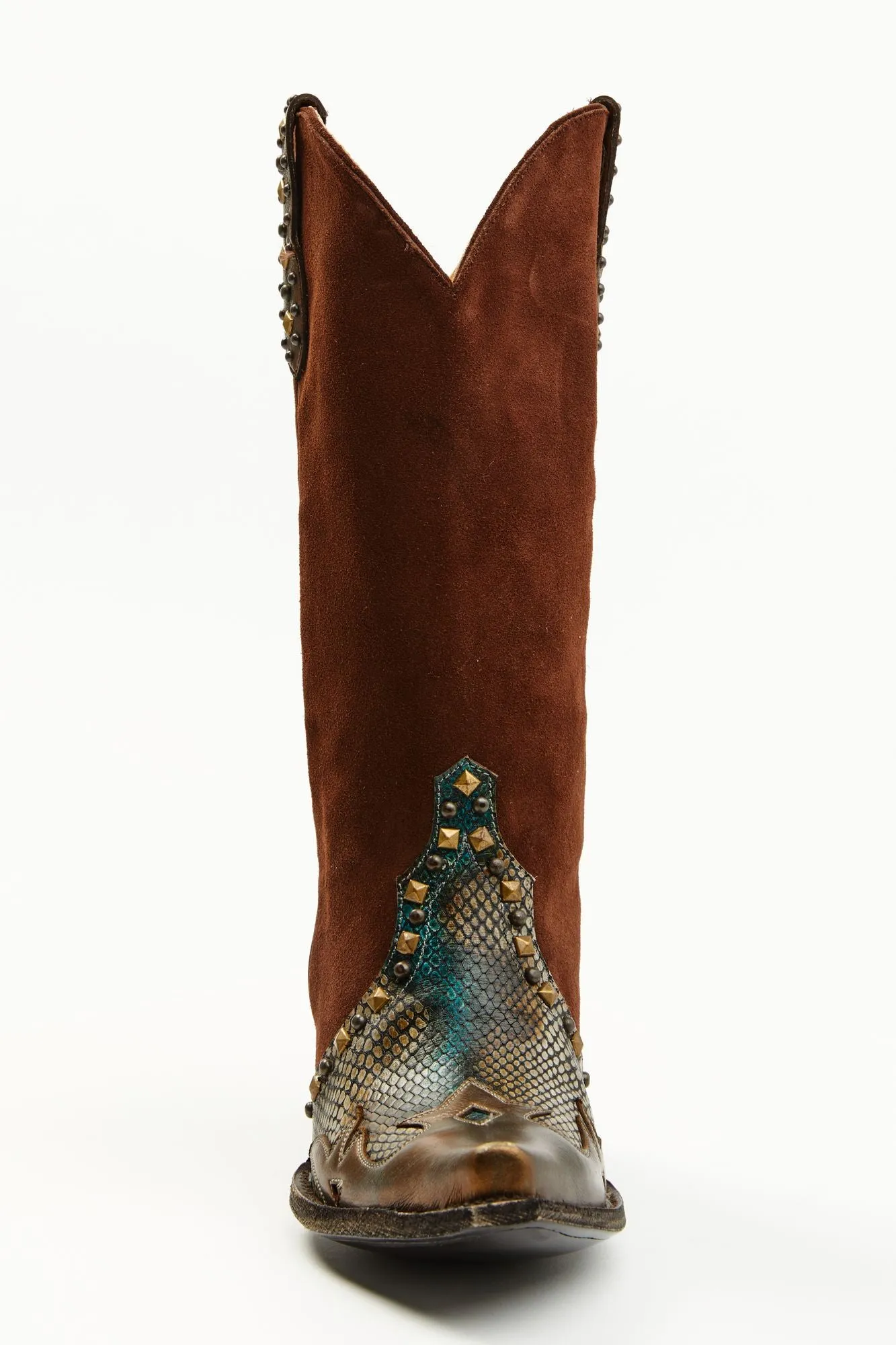 Leap Snake Suede Leather Western Boots - Snip Toe