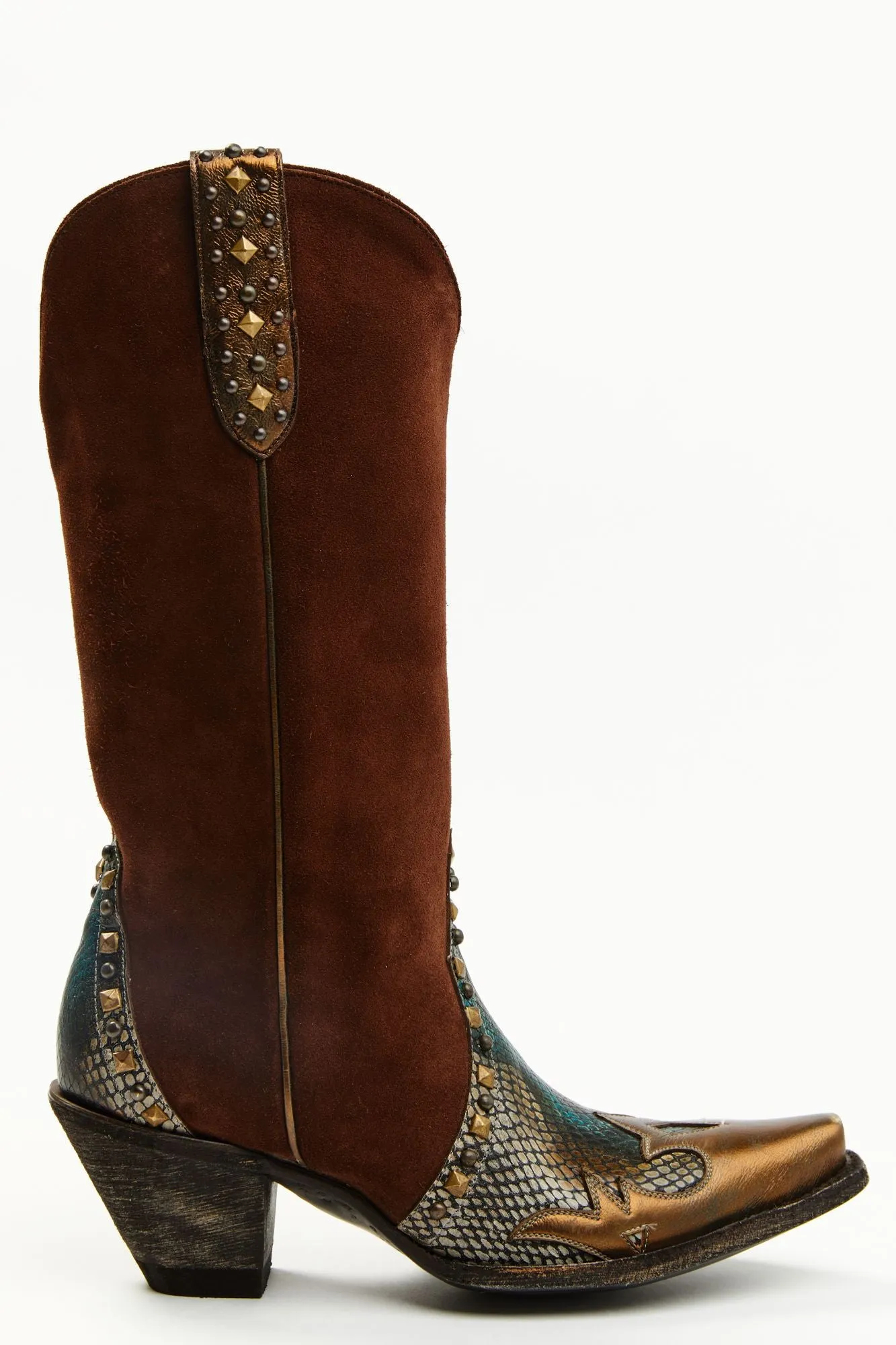 Leap Snake Suede Leather Western Boots - Snip Toe