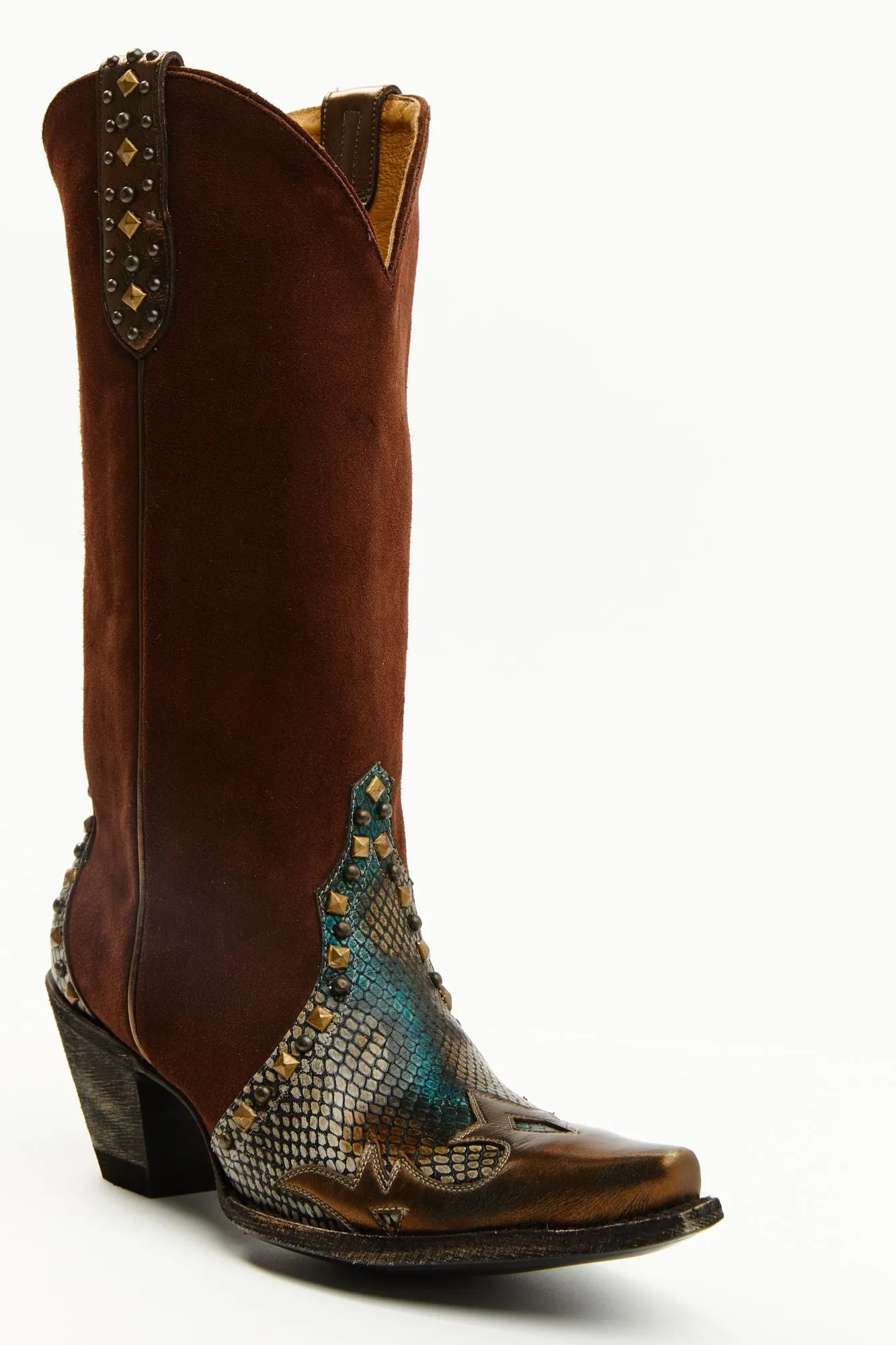 Leap Snake Suede Leather Western Boots - Snip Toe