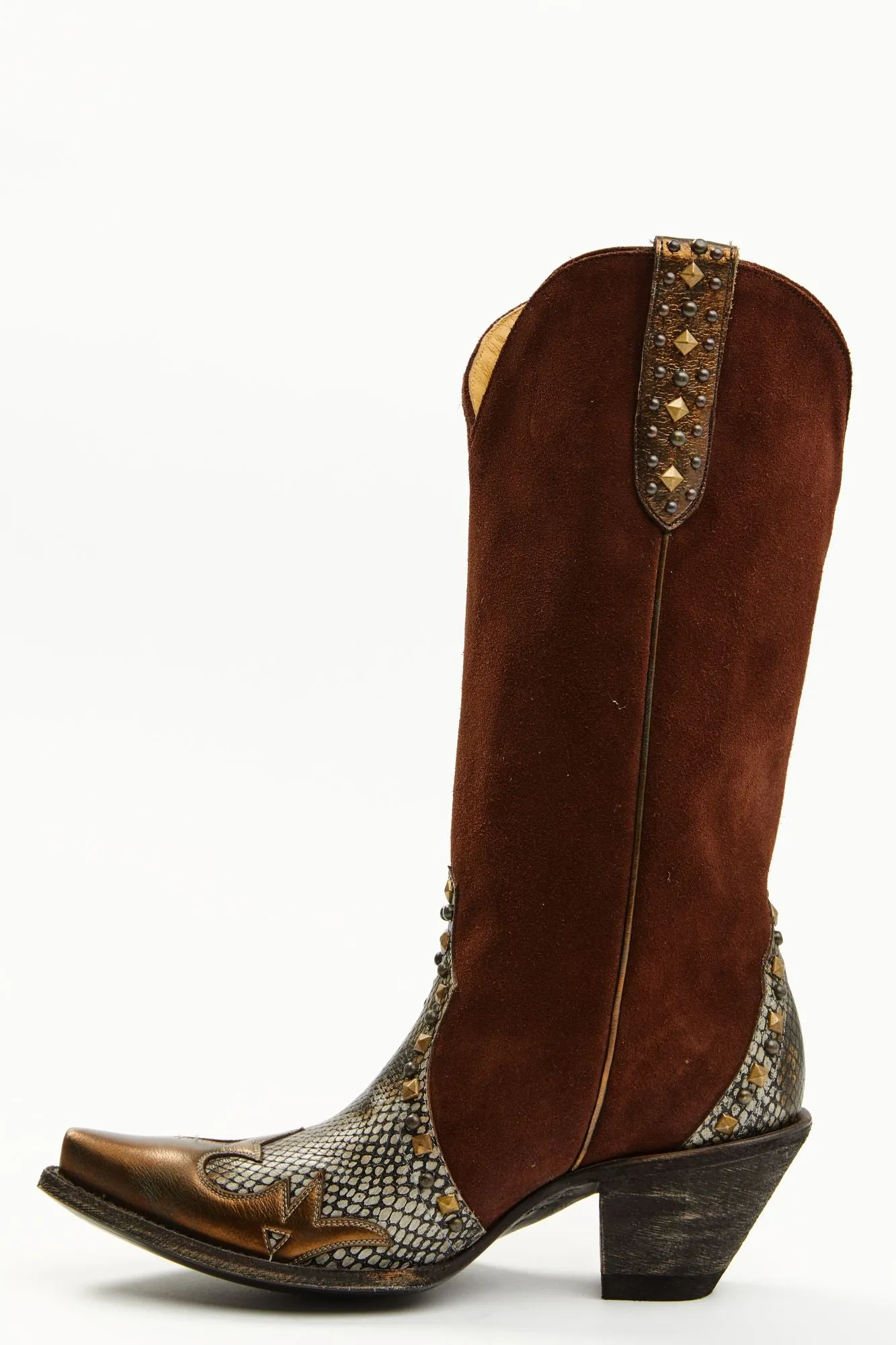 Leap Snake Suede Leather Western Boots - Snip Toe