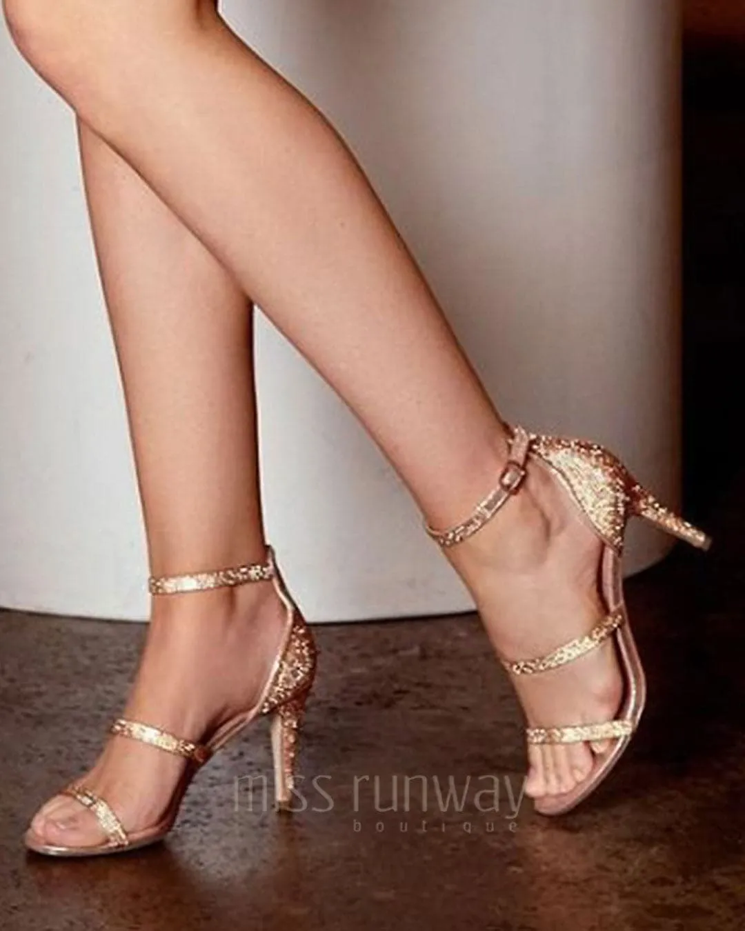 Mandy Glitter Heels - Rose Gold