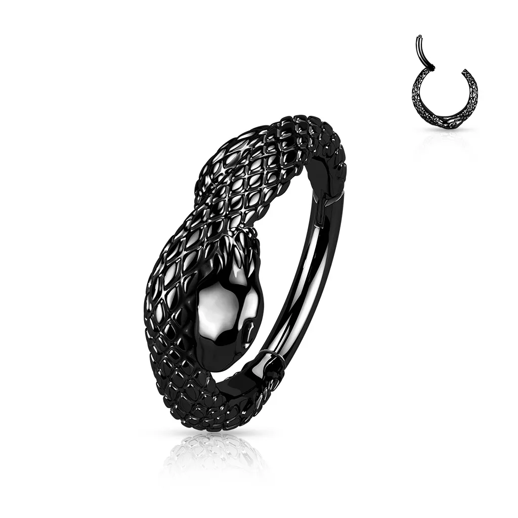 Medusa Snake Earring Clicker in Black. Helix, Daith and Cartilage Jewellery.