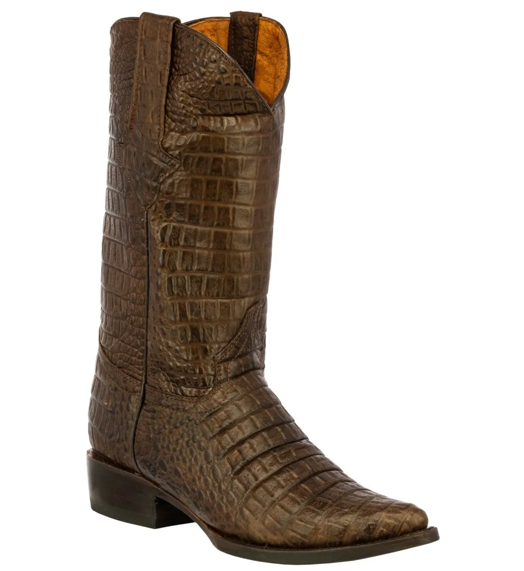 Mens Brown Full Crocodile Belly Print Leather Cowboy Boots J Toe - #120F