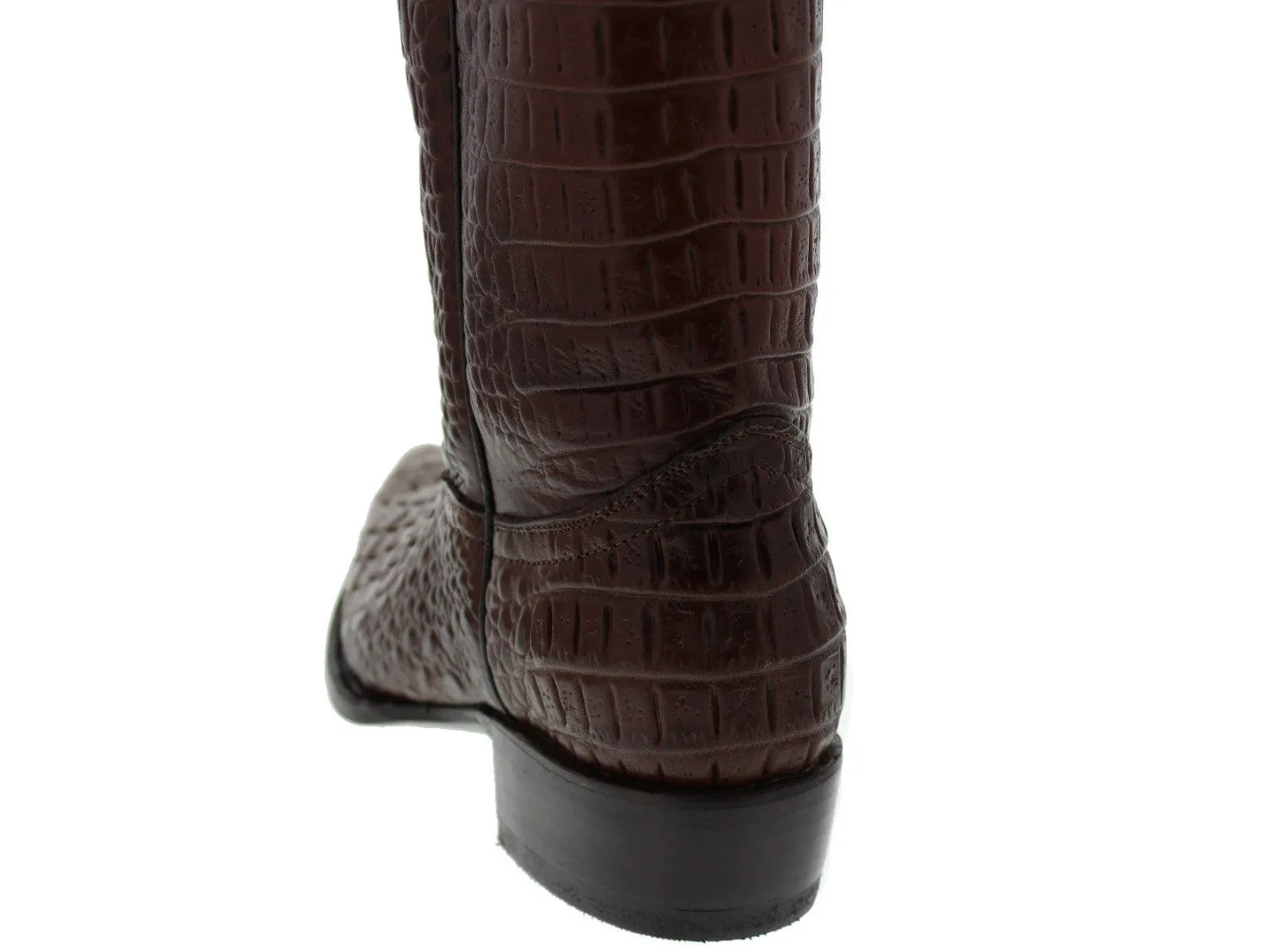 Mens Brown Full Crocodile Belly Print Leather Cowboy Boots J Toe - #120F