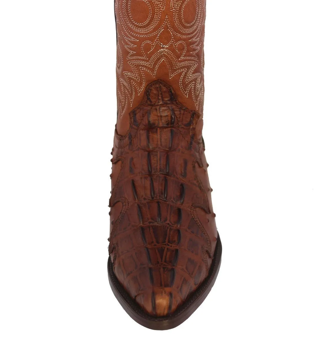 Mens Cognac Crocodile & Ostrich Print Leather Cowboy Boots J Toe