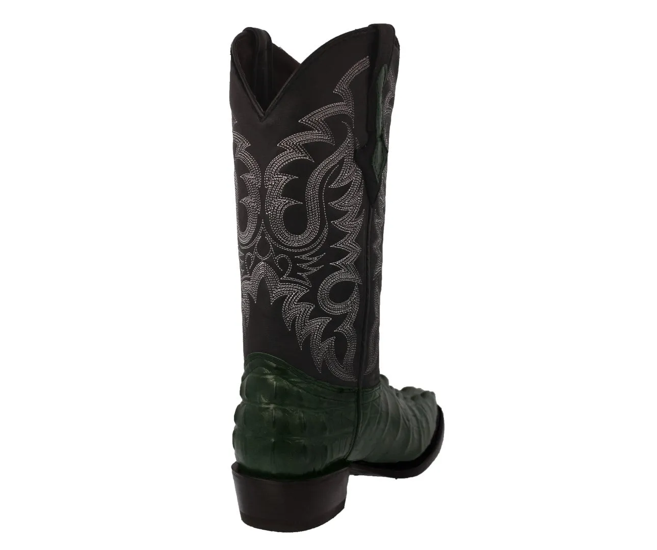 Mens Green Alligator Tail Print Leather Cowboy Boots J Toe