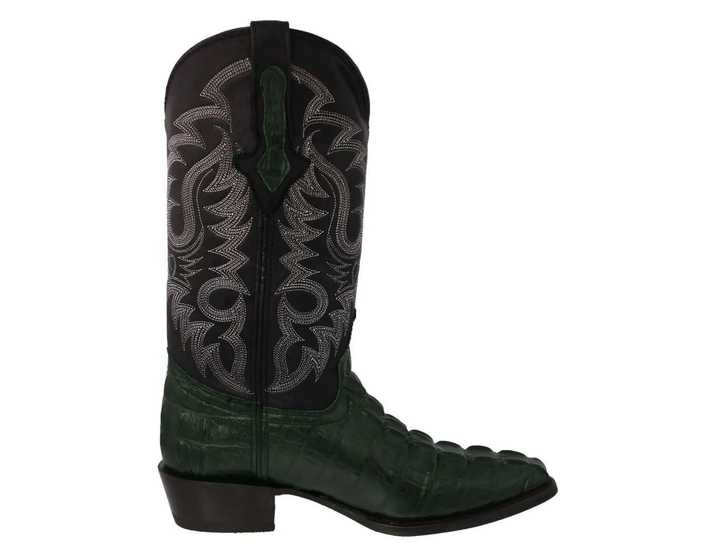 Mens Green Alligator Tail Print Leather Cowboy Boots J Toe