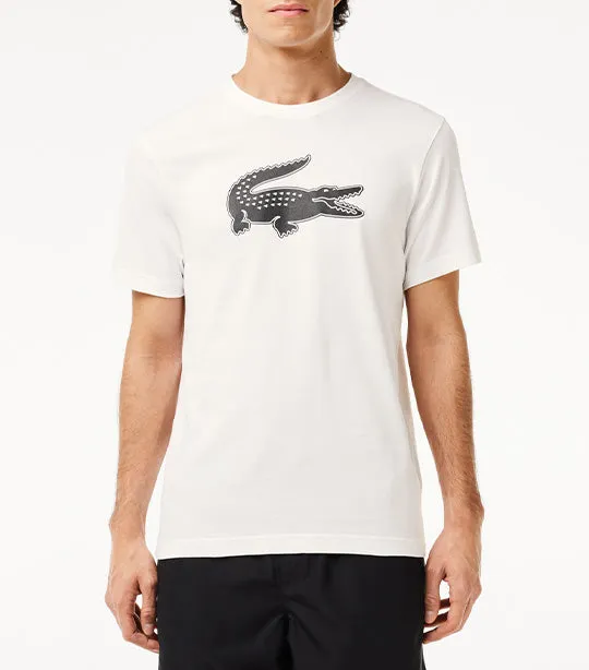 Men's Lacoste SPORT 3D Print Crocodile Breathable Jersey T-shirt White/Black