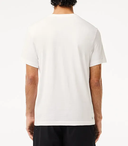 Men's Lacoste SPORT 3D Print Crocodile Breathable Jersey T-shirt White/Black