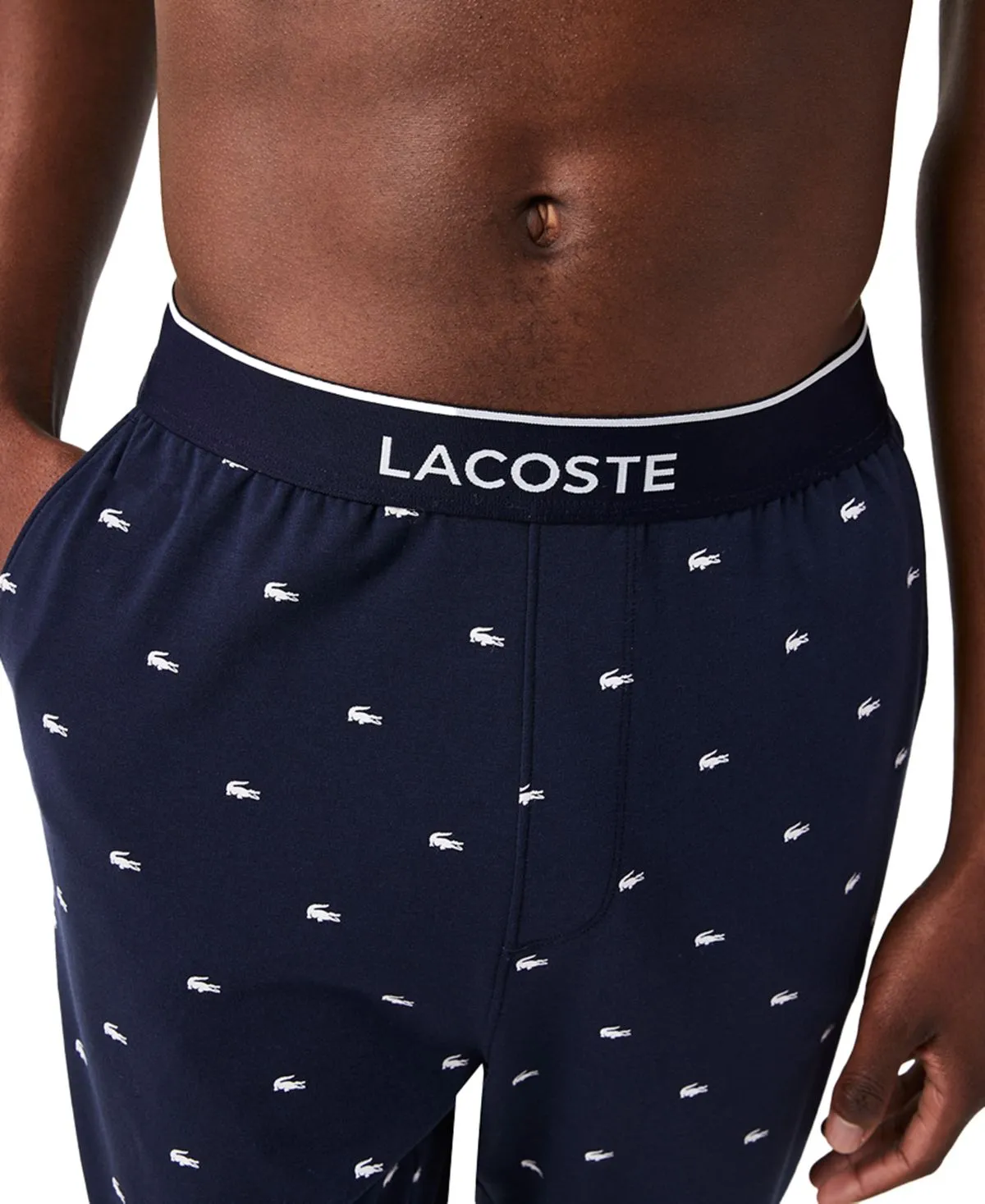 Men's pajama joggers with stretch crocodile print and Lacoste logo