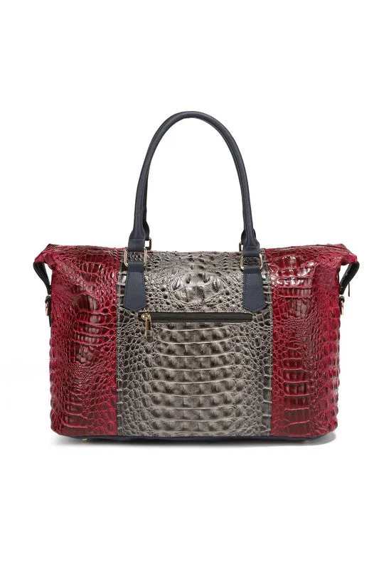 Mia K Faux Crocodile Weekender Duffle Bag *Online Only*