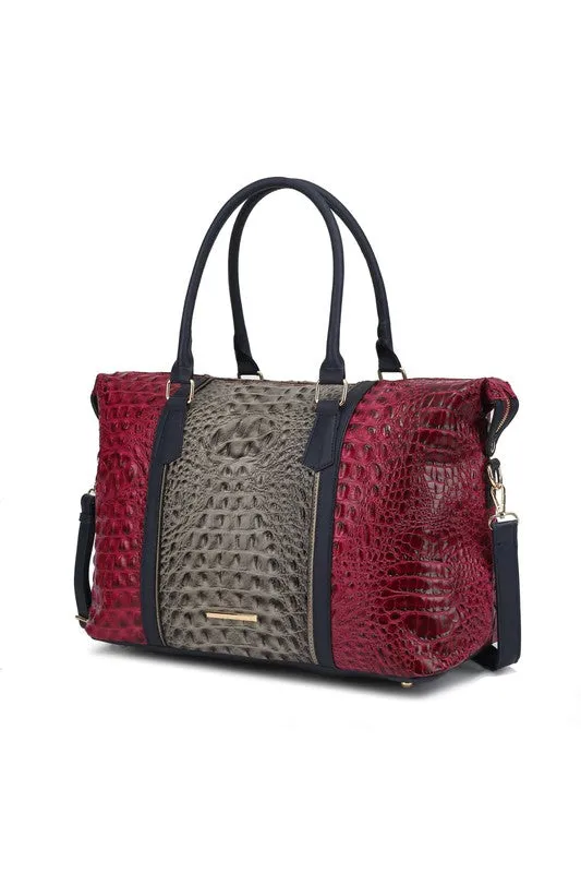 Mia K Faux Crocodile Weekender Duffle Bag *Online Only*