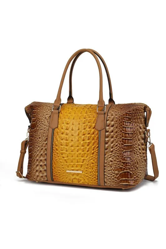 Mia K Faux Crocodile Weekender Duffle Bag *Online Only*