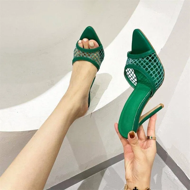 Nellie Pointed Toe Mesh Strap High Heel Sandal