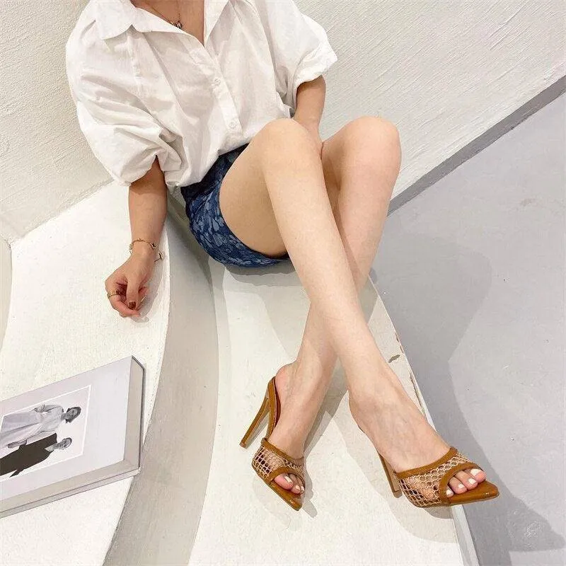 Nellie Pointed Toe Mesh Strap High Heel Sandal