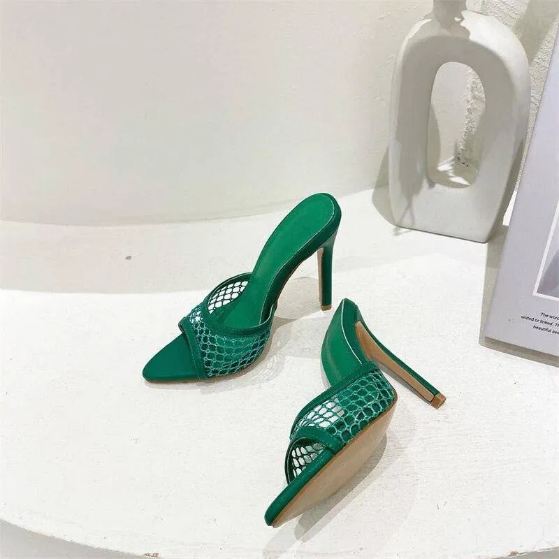 Nellie Pointed Toe Mesh Strap High Heel Sandal