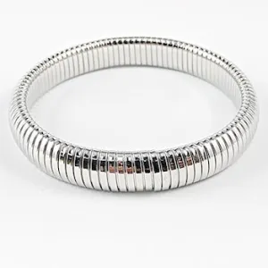 Nice Shiny Metallic Snake Chain Textured Steel Bangle