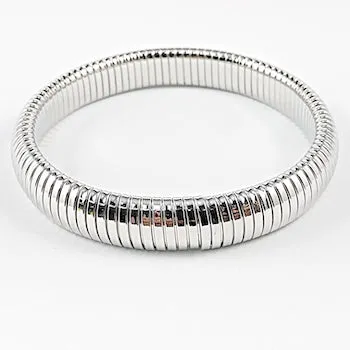 Nice Shiny Metallic Snake Chain Textured Steel Bangle