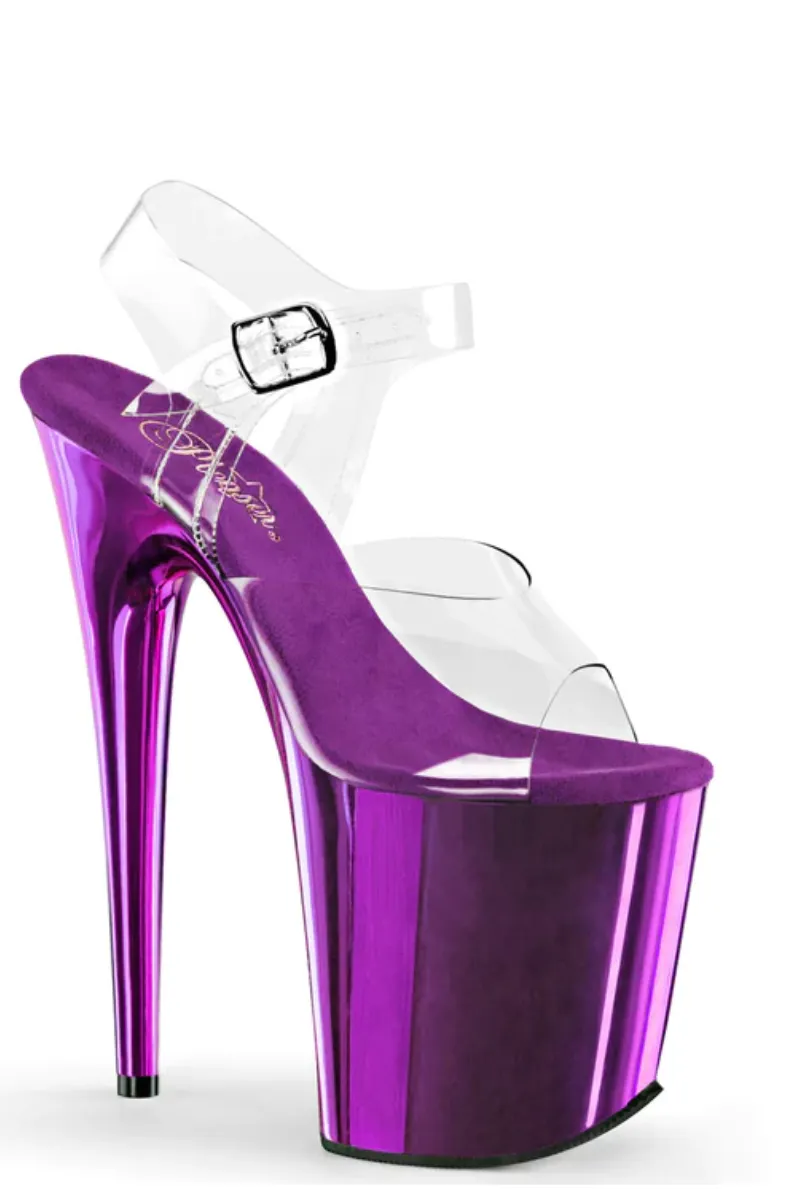 Pleaser USA Flamingo-808 Chrome 8inch Pleasers - Purple