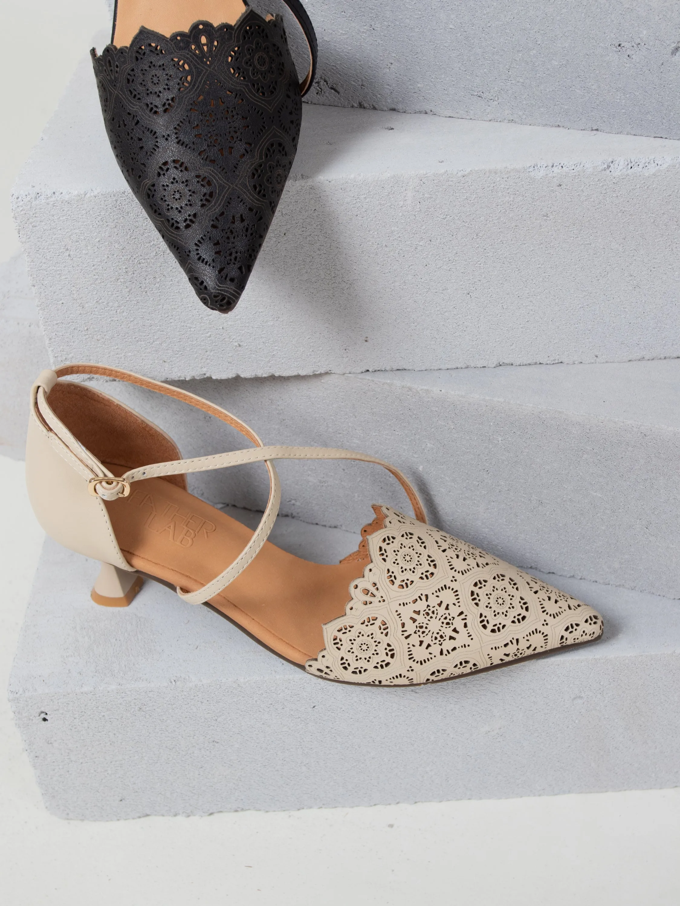 Pointed Laser-Cut Pumps