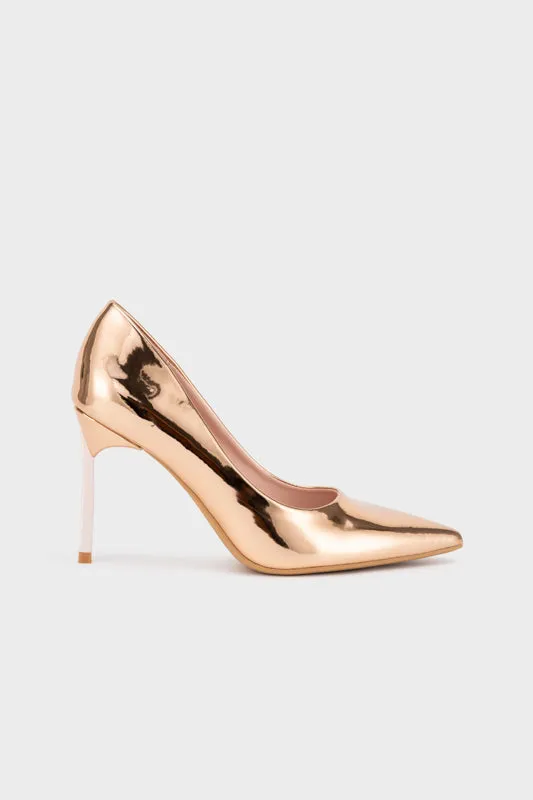 POINTY TOE WITH CHROME HEEL PUMP