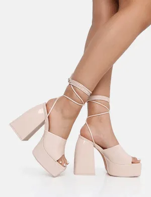 PUBLIC DESIRE -  ORCHID NUDE PATENT HEELS