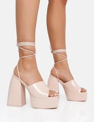 PUBLIC DESIRE -  ORCHID NUDE PATENT HEELS