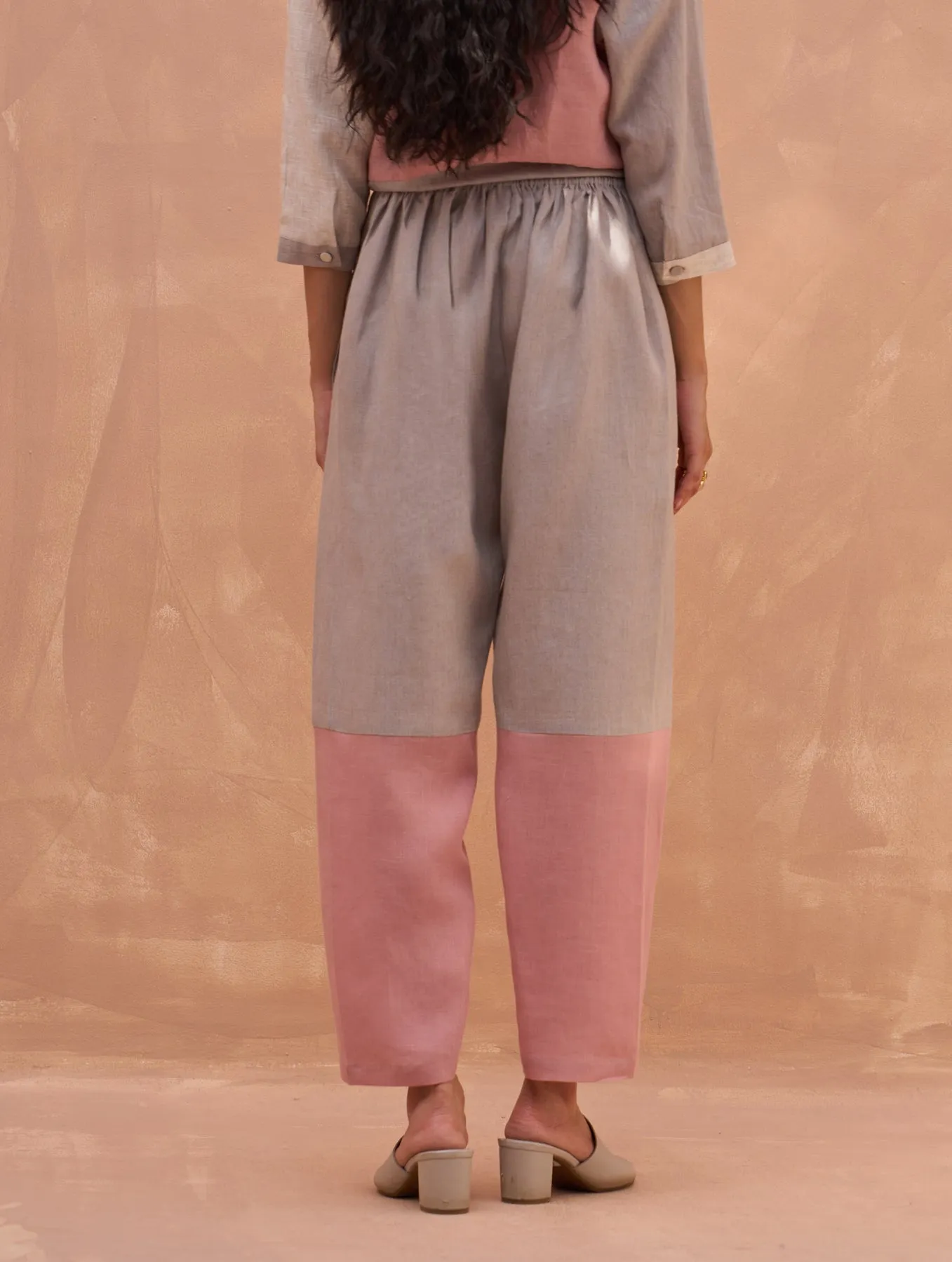 "Cara Color-Blocked Linen Pant