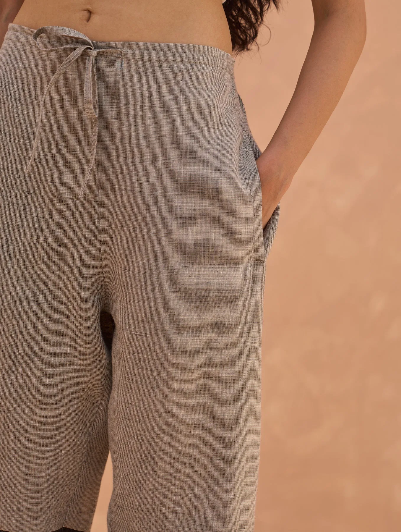 "Cara Color-Blocked Linen Pant