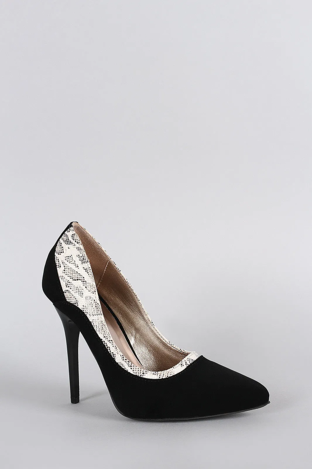 Qupid Snake Print Pointy Toe Stiletto Pump