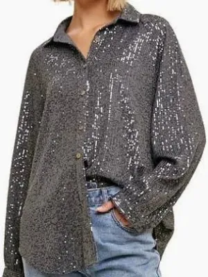 {Sanctuary} Radiant Sequin Shirt