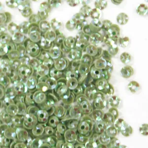 Sequins - Cup - Circle - 3mm - Pale Olive with Silver Lights  (S135)