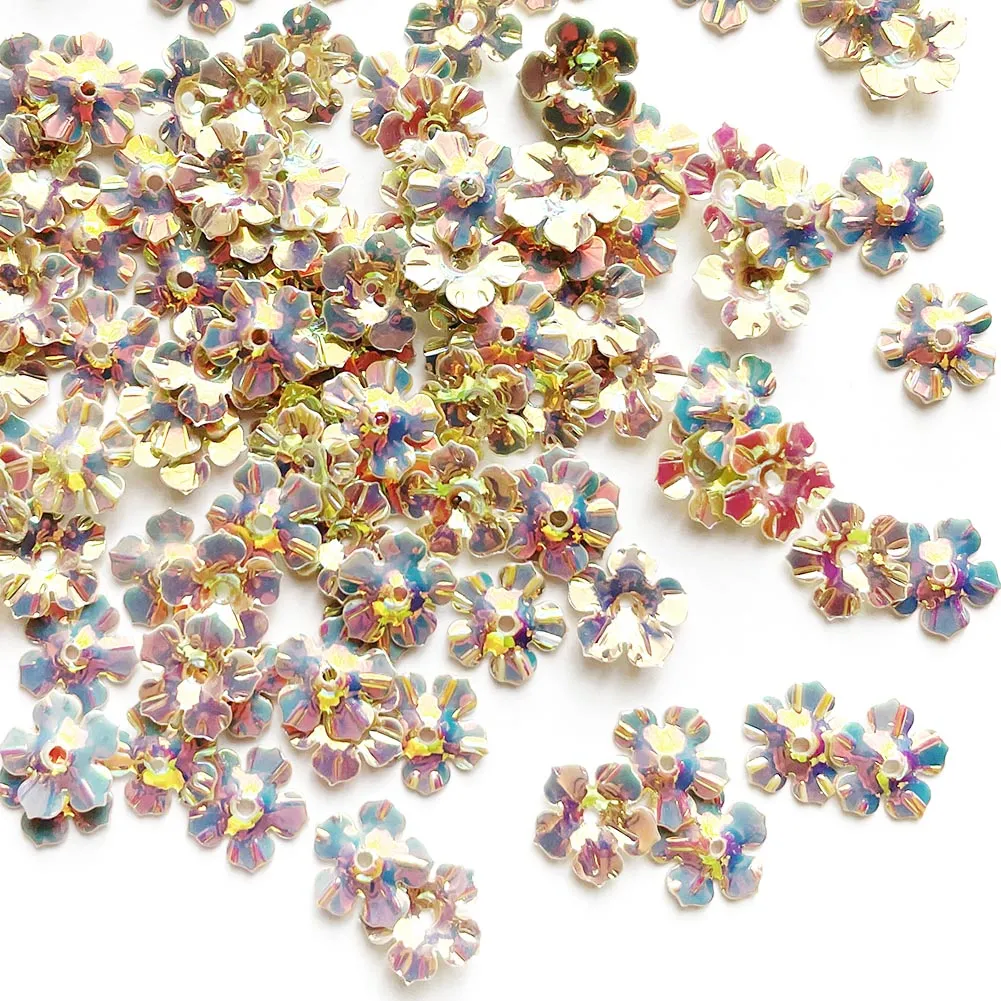 Sequins - Flower - 10mm - Silver with Multi Lights (S294)