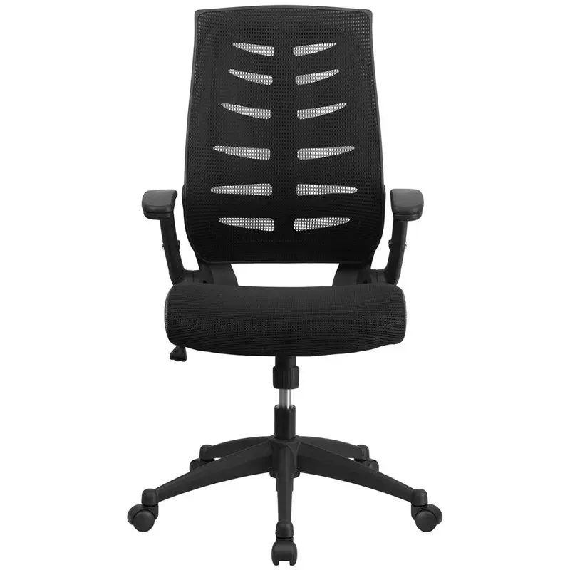 Silkeborg High-Back Black Mesh Executive Swivel Chair w/Height Adjustable, Arms