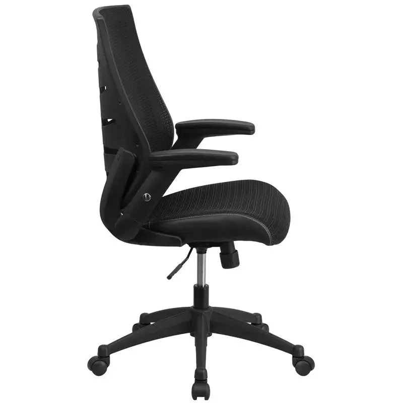 Silkeborg High-Back Black Mesh Executive Swivel Chair w/Height Adjustable, Arms