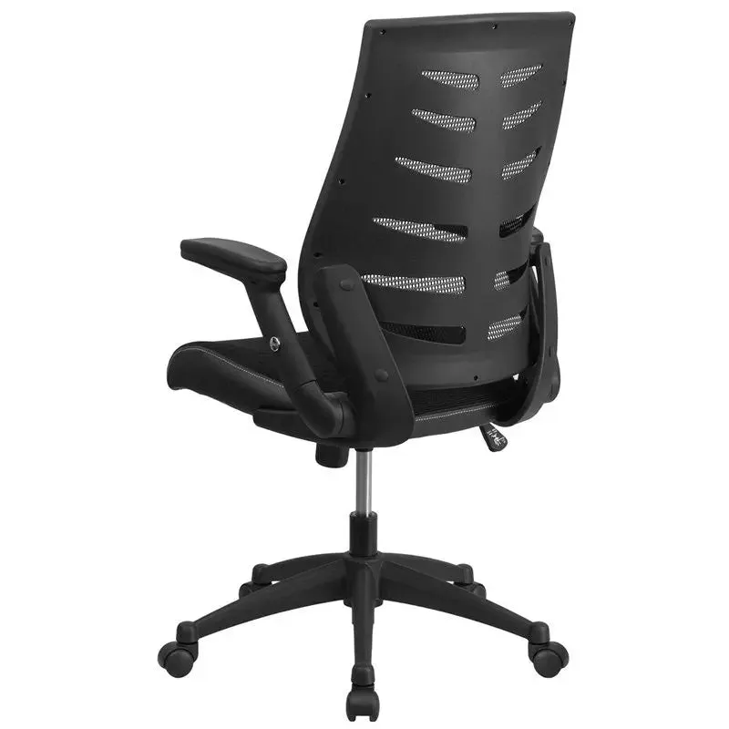 Silkeborg High-Back Black Mesh Executive Swivel Chair w/Height Adjustable, Arms